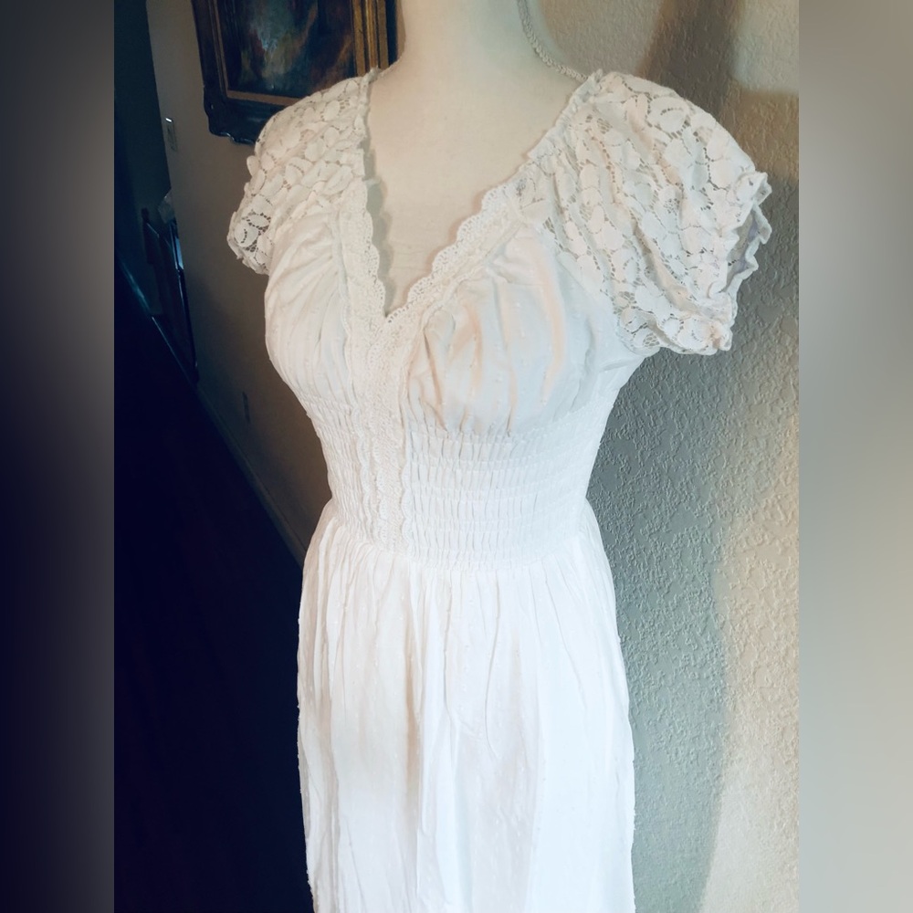 White Peasant Lace Dress by Anna Kaci Wedding - Picture 10 of 14